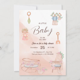 Charming Rosa Watercolor Baby Shower-inbjudan Inbjudningar
