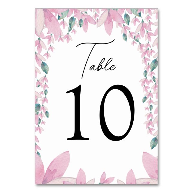 Charming Rosa Wisteria Bordsnummer Card (Framsidan)