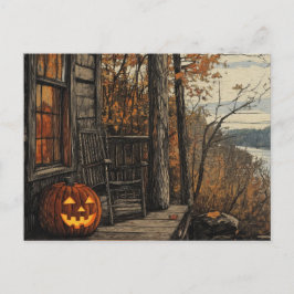 Charming Rustic Halloween Farmhouse Helg Vykort
