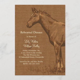 Charming Rustic Horse Rehearsal Dinner Inbjudan
