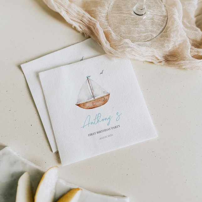 Charming Rustic Sailboat Birthday Pappersservett (Skapare uppladdad)