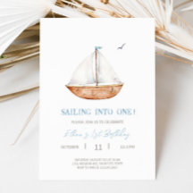 Charming Rustic Sailboat Födelsedagsfest inbjudan