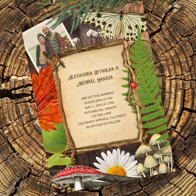 Charming Rustic Woodland Natature Inspired Inbjudningar (Skapare uppladdad)