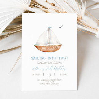 Charming Sailboat 2:a födelsedagsinbjudan Inbjudningar