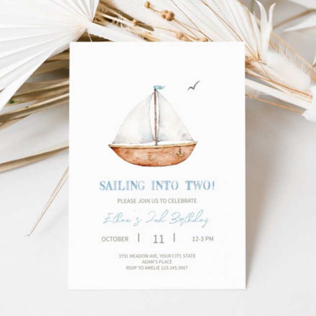 Charming Sailboat 2:a födelsedagsinbjudan Inbjudningar (Skapare uppladdad)