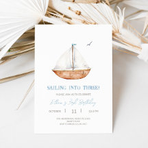 Charming Sailboat 3:e födelsedagsinbjudan