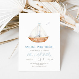 Charming Sailboat 3:e födelsedagsinbjudan Inbjudningar