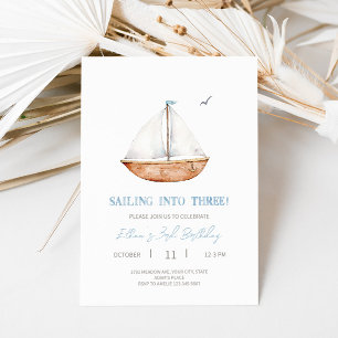 Charming Sailboat 3:e födelsedagsinbjudan Inbjudningar