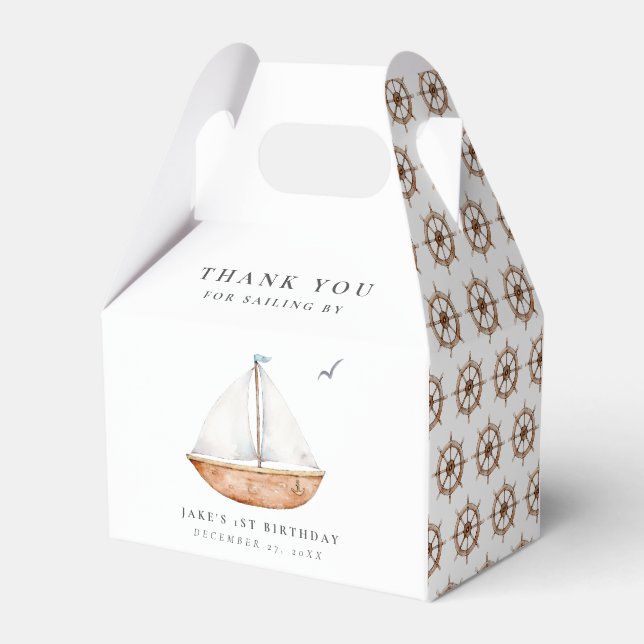 Charming Sailboat Birthday Presentaskar (Baksidan Sidan)