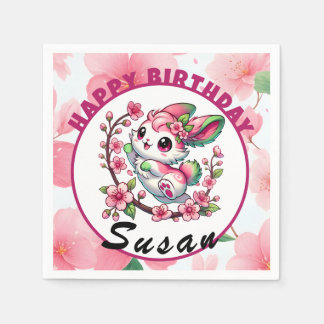 Charming Sakura Blommar för födelsedagsfirande Pappersservett