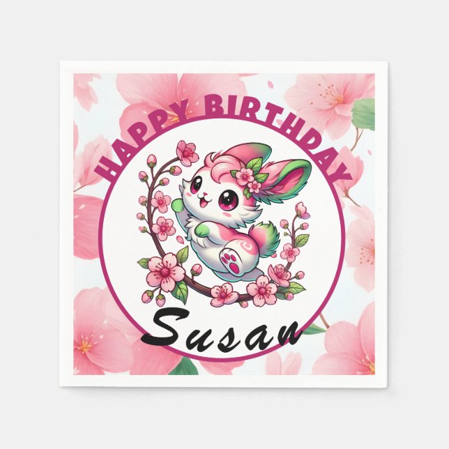 Charming Sakura Blommar för födelsedagsfirande Pappersservett (Framsidan)