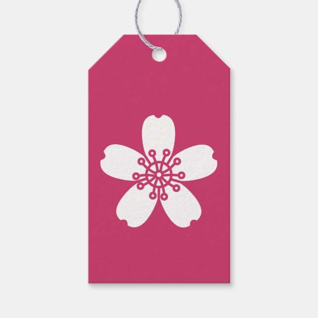 Charming Sakura i hallonfärgad presenttagg Presentetikett (Framsidan)