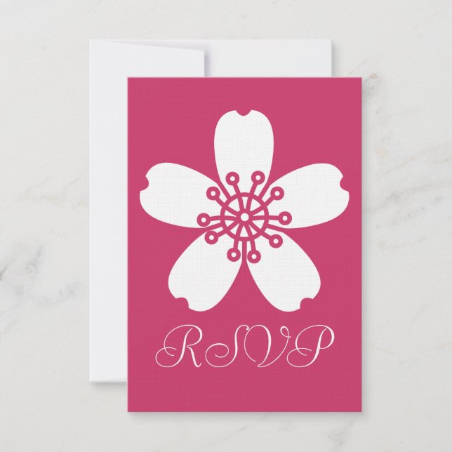 Charming Sakura i hallonfärgad RSVP-kort OSA Kort (Framsida)