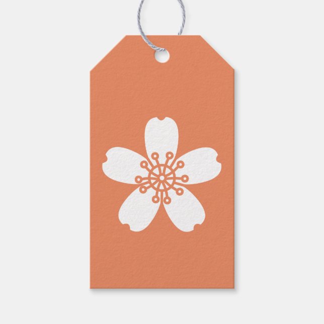 Charming Sakura i korallfärgad presentetikett (Framsidan)