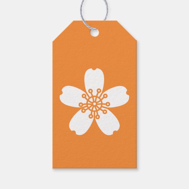 Charming Sakura i Orange Gift Märkre Presentetikett (Framsidan)