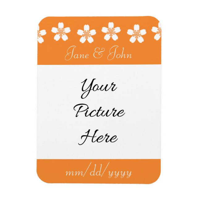 Charming Sakura i Orange Spara-the-Date Magnet (Vertikal)