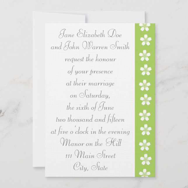 Charming Sakura i Peridot Wedding-inbjudan Inbjudningar (Framsida)