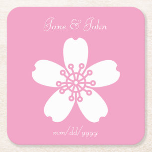 Charming Sakura i Petal Rosa Papper Underlägg Kvadrat