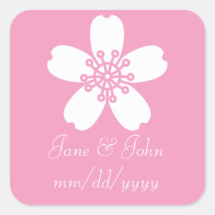 Charming Sakura i Petal Rosa Sticker Fyrkantigt Klistermärke