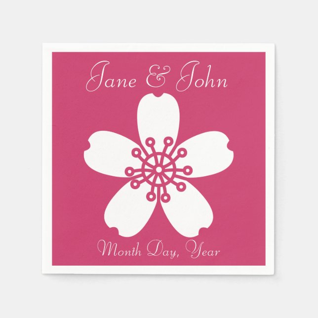 Charming Sakura i Raspberry Napkins Pappersservett (Framsidan)