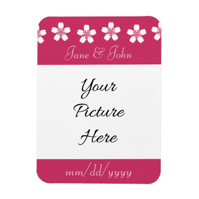 Charming Sakura i Raspberry Spara-the-Date Magnet (Vertikal)