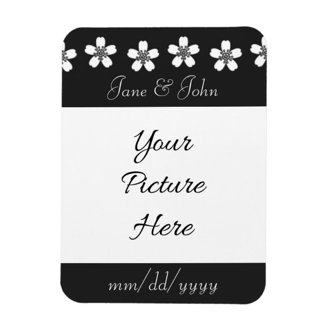 Charming Sakura i svart spara-datum-magnet Magnet (Vertikal)