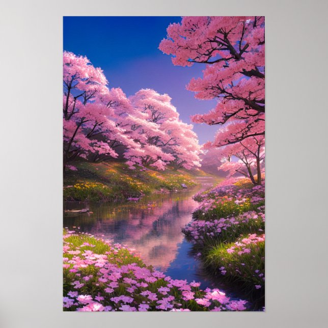 Charming Sakura Träd av Silent River Poster (Framsidan)