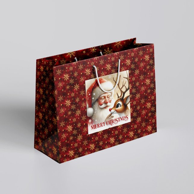 Charming Santa and Red Nose Rudolph Gift Bag (Charming Santa and Red Nose Rudolph Gift Bag)