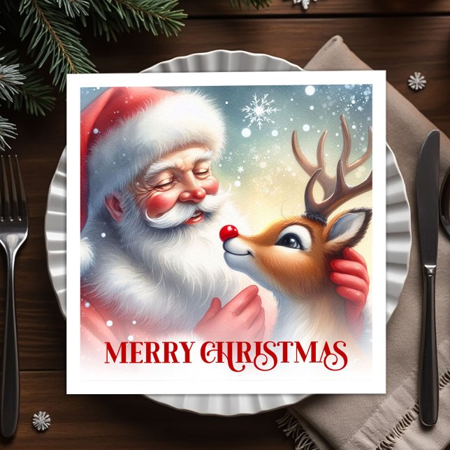 Charming Santa Claus Rudolph Holiday Napkins Dinne Pappersservett (Charming Santa Claus Rudolph Holiday Napkins Dinner Tableware

)