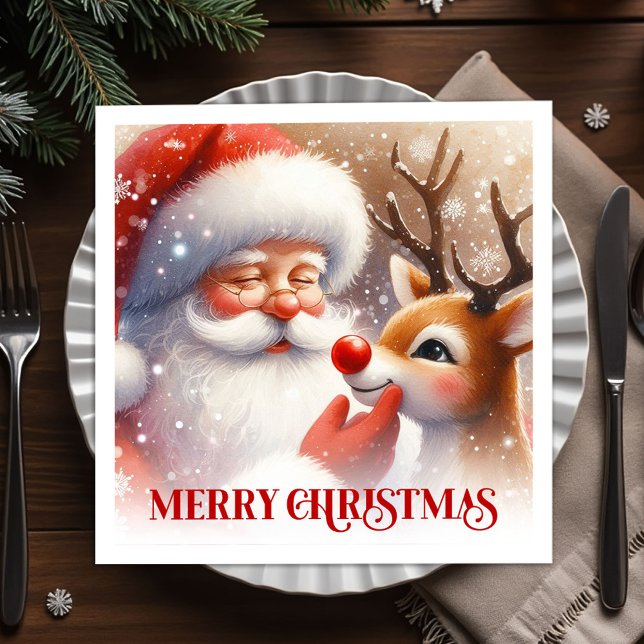 Charming Santa Claus Rudolph Holiday Party Dinner  Pappersservett (Charming Santa Claus Rudolph Holiday Party Dinner Napkins

)