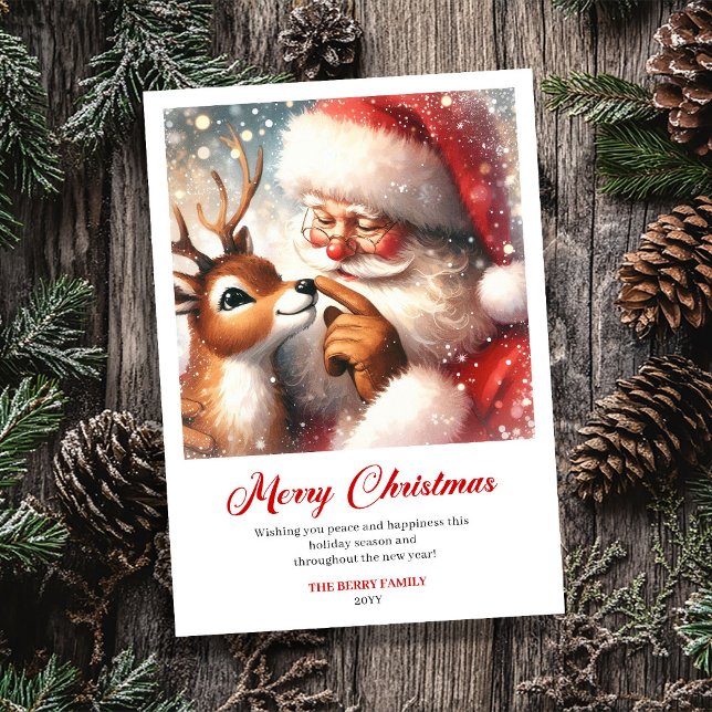 Charming Santa Claus Rudolph Humor Christmas Card Julkort (Charming Santa Claus Rudolph Humor Christmas Greeting Card

)