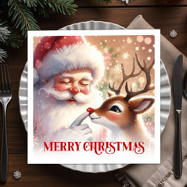 Charming Santa Rudolph Holiday Napkins Christmas Pappersservett