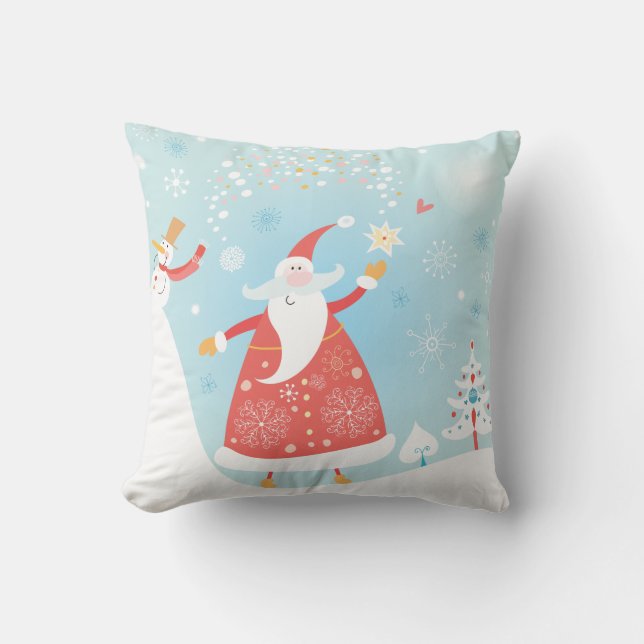 Charming Santa & Snögubbe Dekorativ kudde 16 tum x (Framsida)