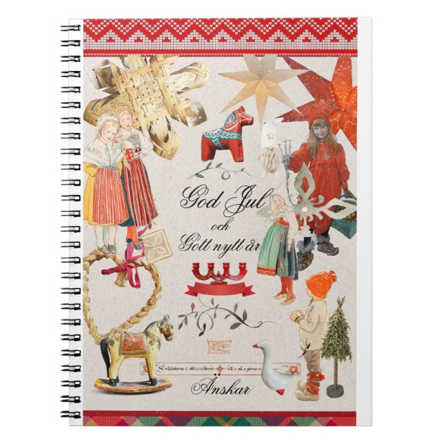 Charming Scandinavian Folk Christmas Wallpaper – V Anteckningsbok (Framsidan)