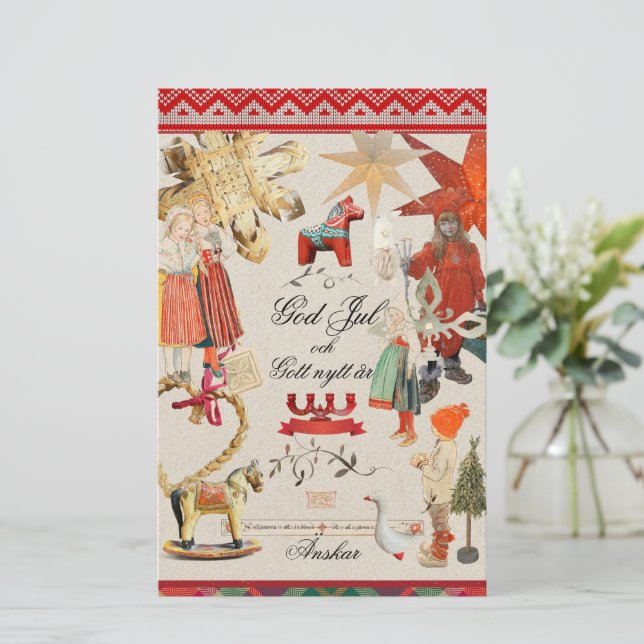 Charming Scandinavian Folk Christmas Wallpaper – V Brevpapper (Stående Fram)