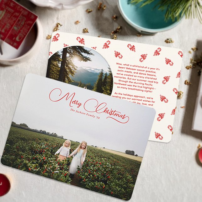 Charming Script-Helgdag 2-fotokort Julkort (Skapare uppladdad)