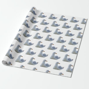 Charming Seagull at Rest – Coastal Fågelkonst Vit Presentpapper