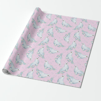 Charming Seal Ocean Animals in Pastel Rosa Presentpapper
