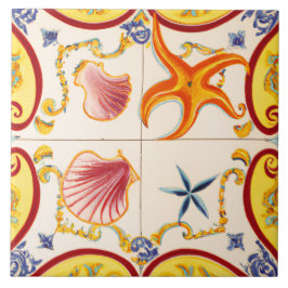 Charming Seashells och Starfish Kakelplatta