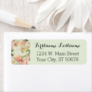 Charming Shabby chic Rosa Blommigt Ro Art Mönster Returadress Etikett