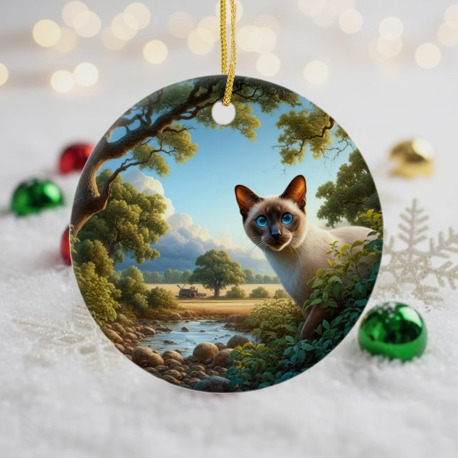 Charming Siamese Cat Keepsake Julgransprydnad Keramik (Skapare uppladdad)