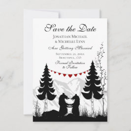 Charming Silhouette Mountain Bear lite Bröllop Spara Datumet