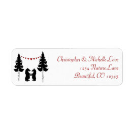 Charming Silhouette Mountain Bears Adress Returadress Etikett
