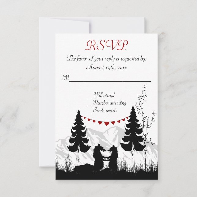 Charming Silhouette Mountain Bears Bröllop OSA (Framsida)