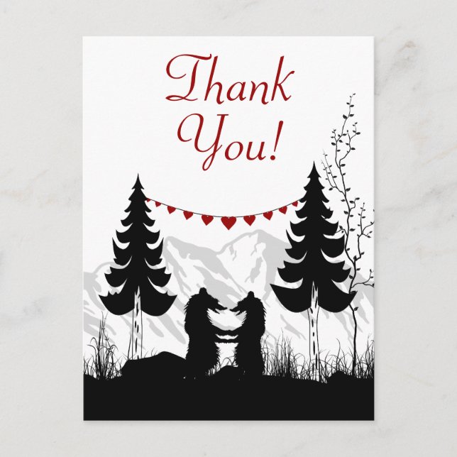 Charming Silhouette Mountain Bears Tack Vykort (Framsida)