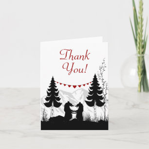 Charming Silhouette Mountain Bears (tackkort) Tack Kort