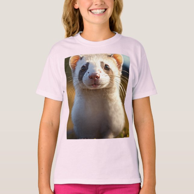 Charming Silver Ferret Kids’ Basic T-Shirt (Framsida)