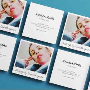 Charming Simple Retro Makeup Artist Photo Fyrkantigt Visitkort