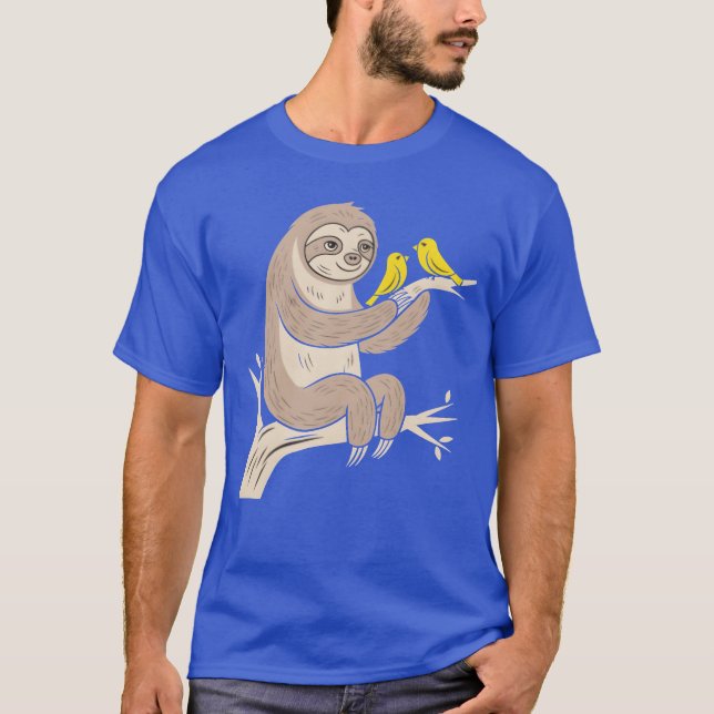 Charming Sloth med Birds på en vän till Gren T Shirt (Framsida)