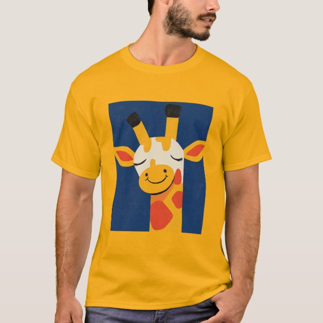 Charming Smiling Giraffe - lekfull Glatta Porträtt T Shirt (Framsida)